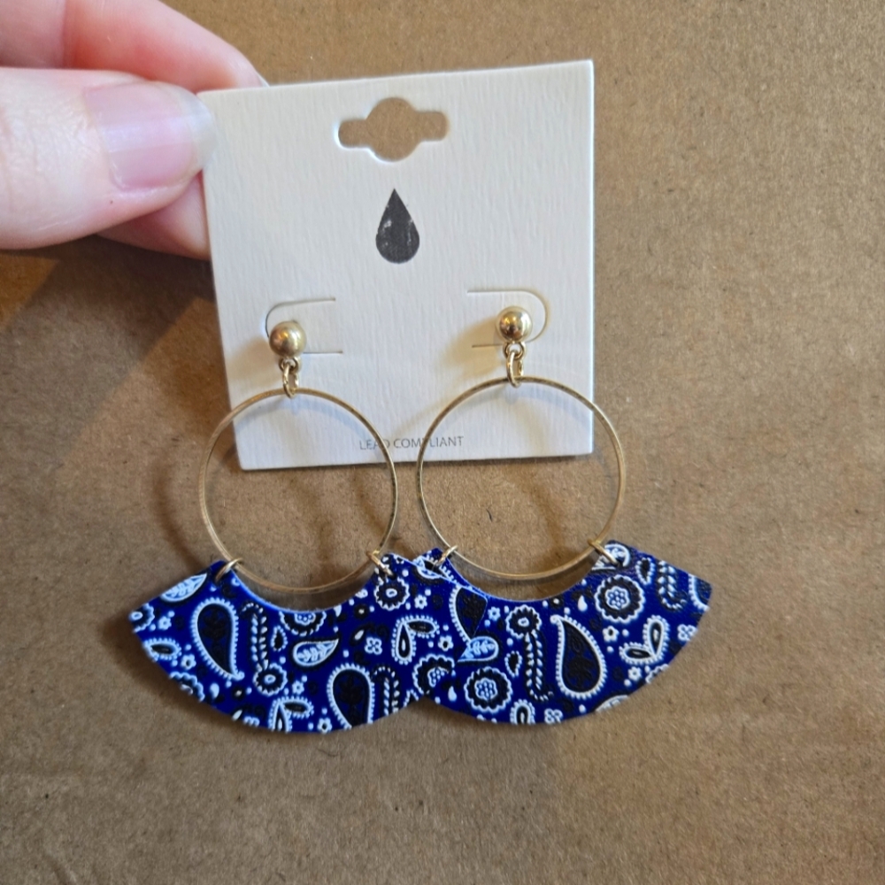Blue Paisley Earrings